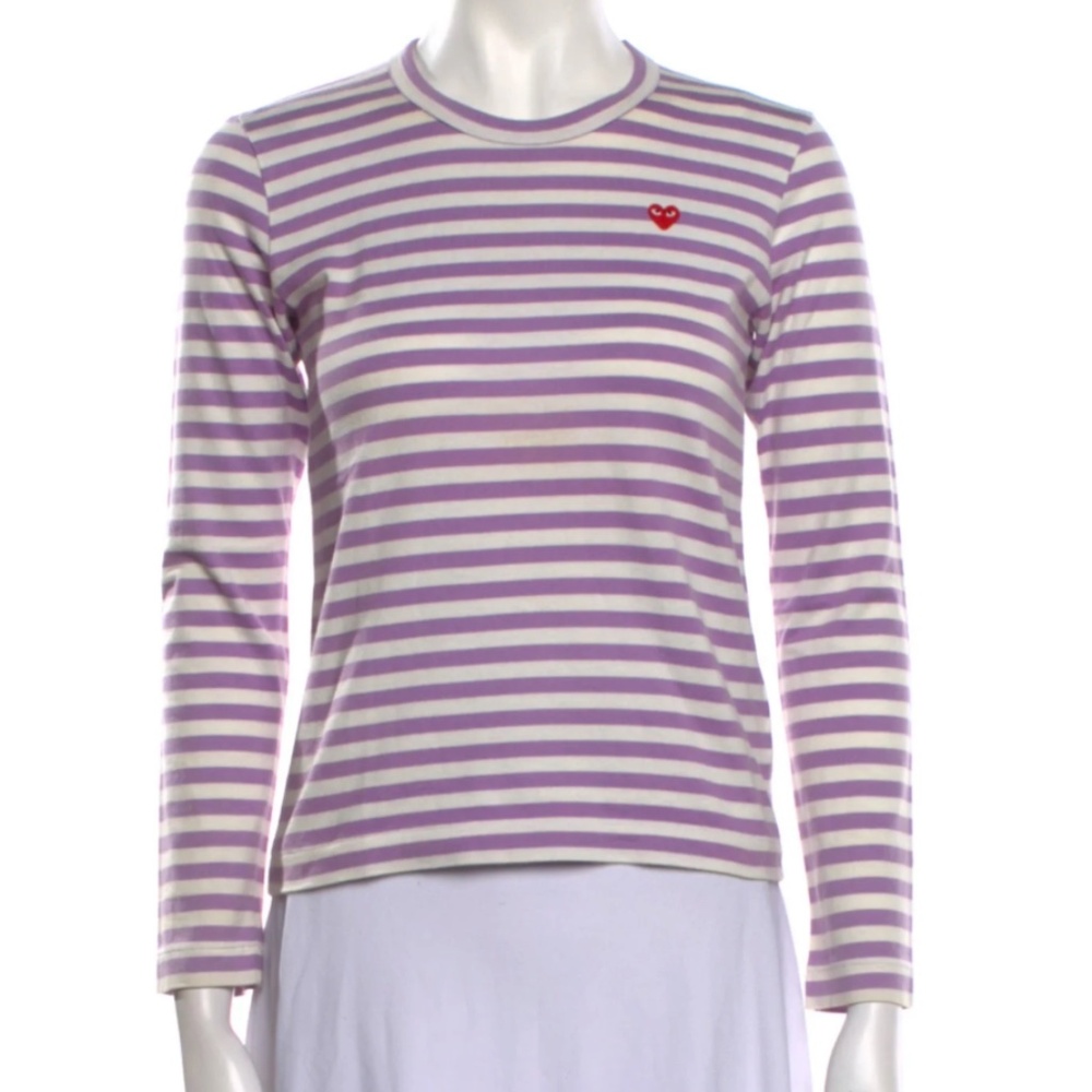 Comme des Garçons Play Striped Crew Neck Top Purple